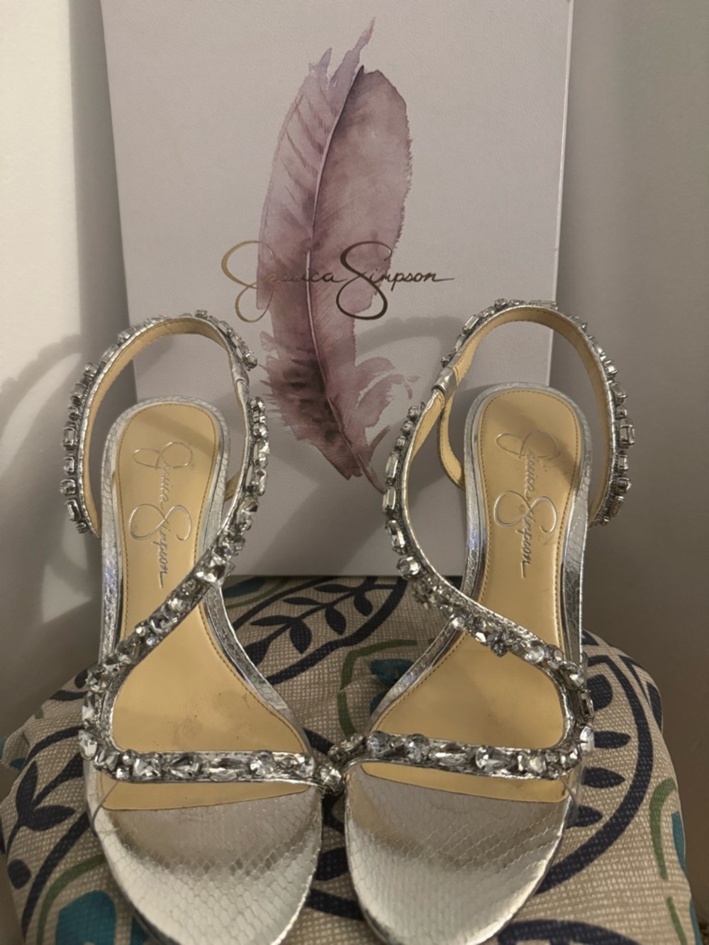Jessica Simpson- Rhinestone Silver Heels size 7.5
